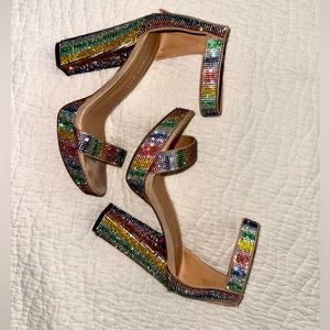 Steve Madden rainbow rhinestone pumps